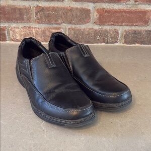 Black Leather Slip-On Shoes